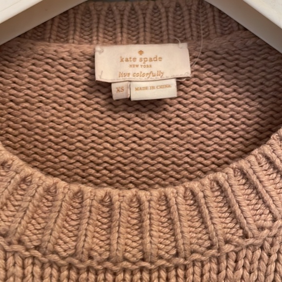 Kate Spade wool knit puff 3/4 sleeve sweater Tan size XS/SMALL - Picture 5 of 12